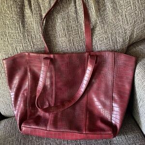 Neiman Marcus Red Leather Tote Bag